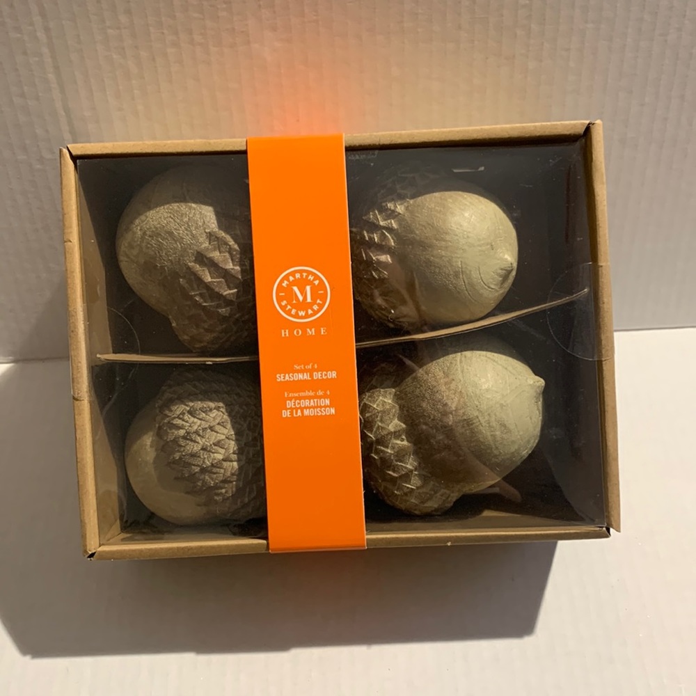 Martha Stewart Wood Acorns Fall Decor Set of 4